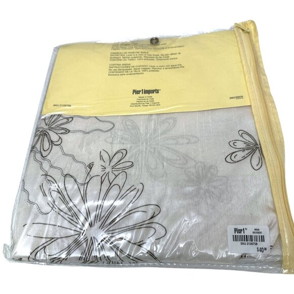 PIER 1 IMPORTS Curtains Pair of Panels Sand Floral Sheer Rod Pocket NEW 42x84 - Picture 8 of 11